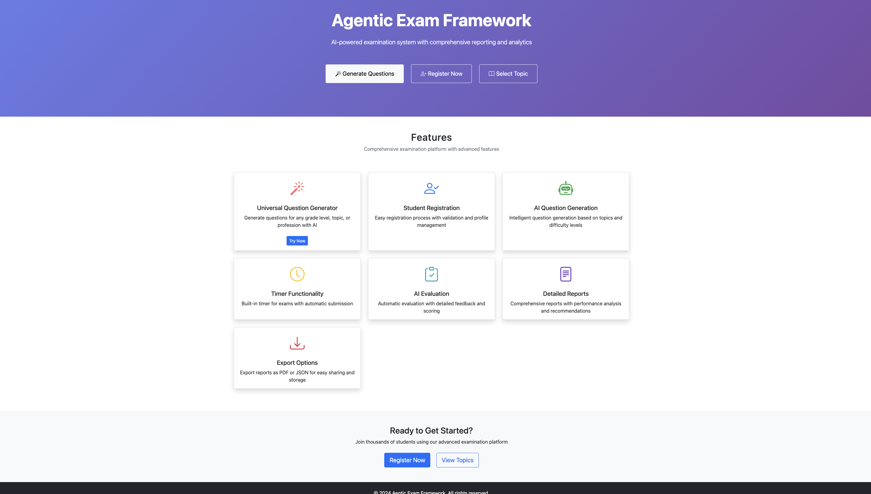 AI Assisted Exam home page